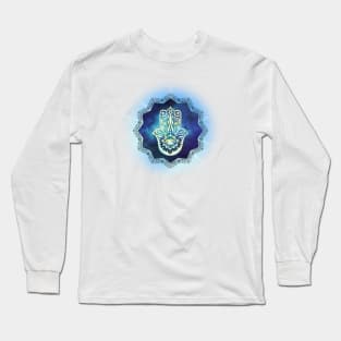 Midnight Sky Hamsa Hand Long Sleeve T-Shirt